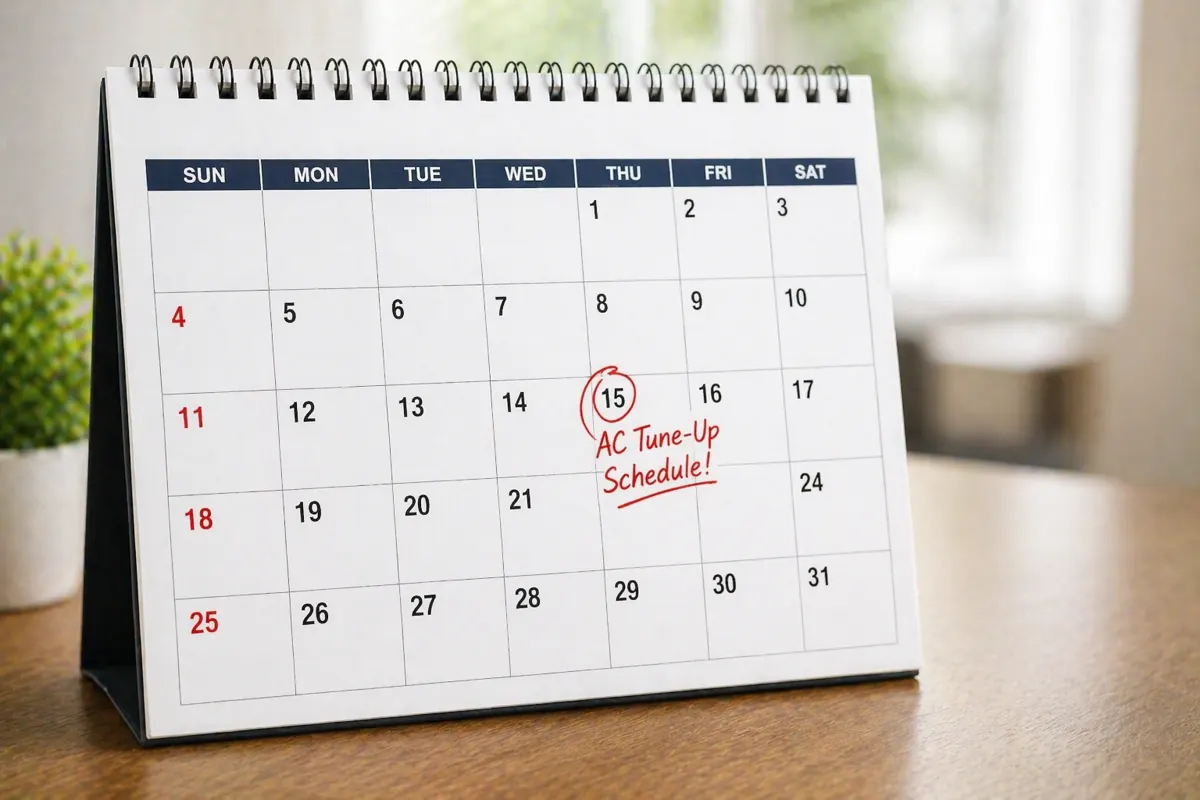 Calendar with marked date representing scheduled maintenance timing